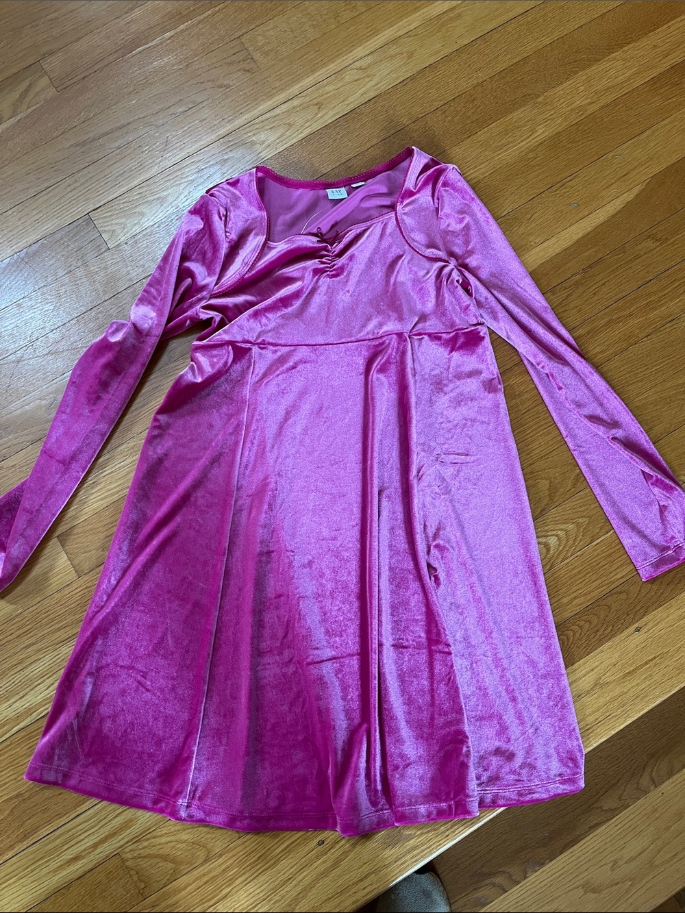 GAP Kids Hot Pink Velvet Ruched Dress with Bow
